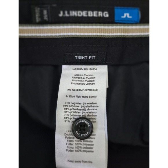 J Lindbergh Pants Mens 30/32 Black Eliott Tight Micro Stretch Golf NWOT - Picture 4 of 8